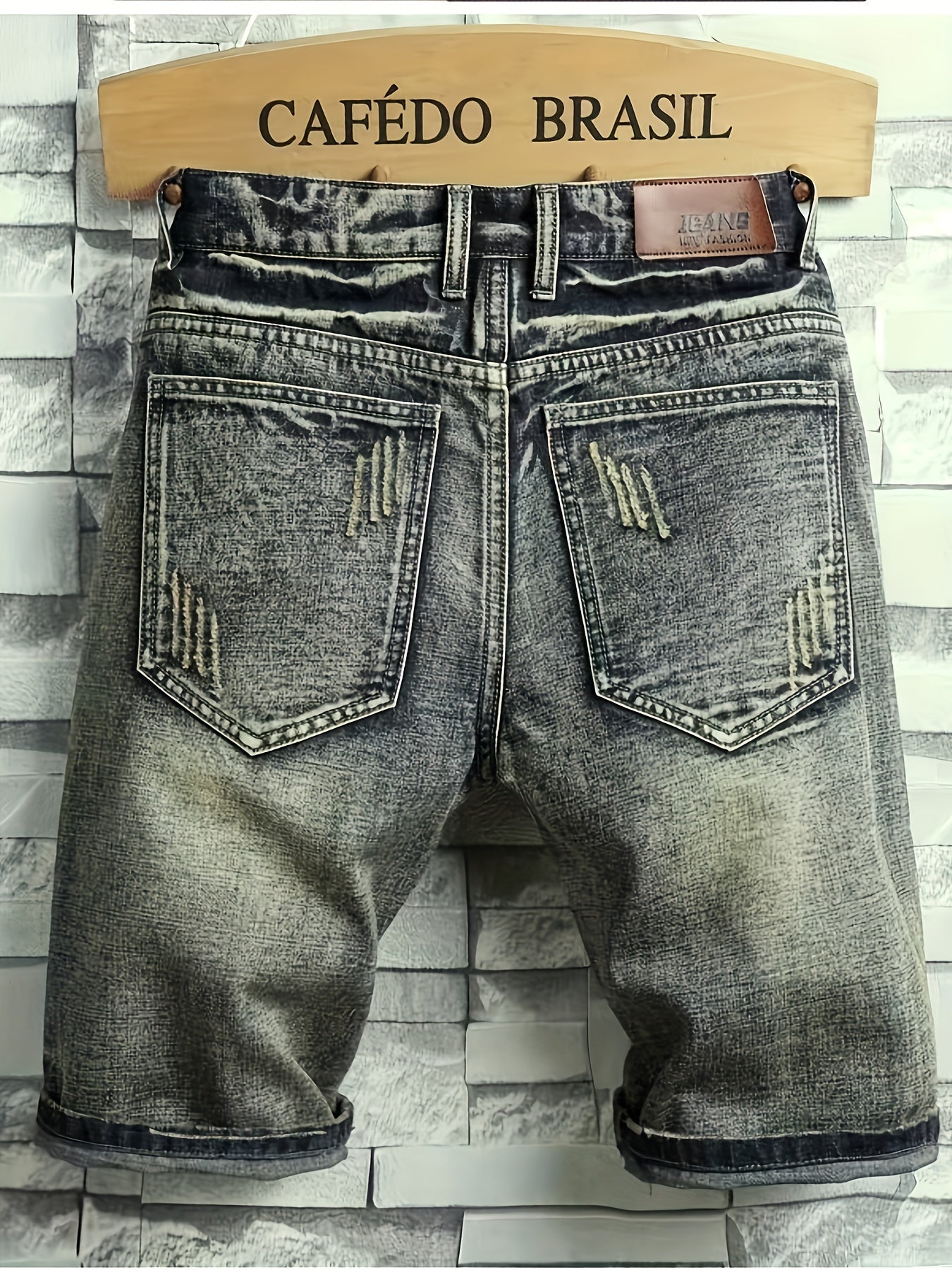 Men's distressed cotton blend jorts, perfect for summer street style.