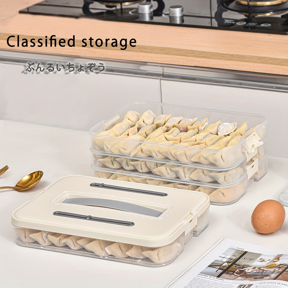 One-piece dumpling, pastry, and storage box made of plastic. Suitable for refrigerator storage, fresh preservation, small items, office supplies, and is portable and handheld.