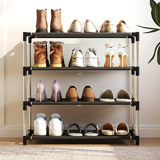 Durable 4-Tier Shoe Rack with Space-Saving Design - Made of Metal and Plastic, Easy to Assemble, Suitable for Various Shoe Types, Perfect for Entryway, Closet, Dorm Room - No Tools Needed for Assembly, Organize Your Shoes Easily with this Versatile Metal