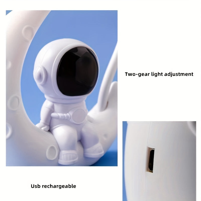 Illuminate your bedroom with the Astronaut Moon LED Nightlight - USB Powered Desk Lamp. This adjustable brightness lamp is the perfect addition to your bedroom decor and makes a great Christmas gift.