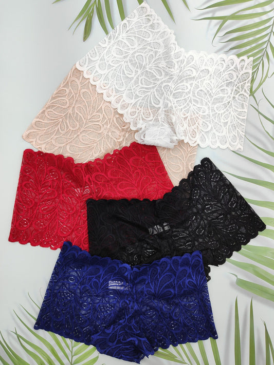 Floral Lace Boyshort Panties, Soft and Comfortable, Women's Lingerie & Underwear