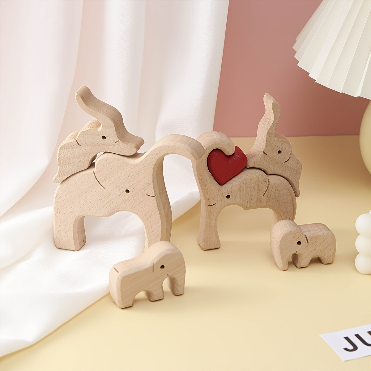 Wooden Elephant Puzzle for Family, Beautifully Crafted Desktop Decoration Perfect for Wedding, Christmas, Thanksgiving, or Valentine's Day Gift