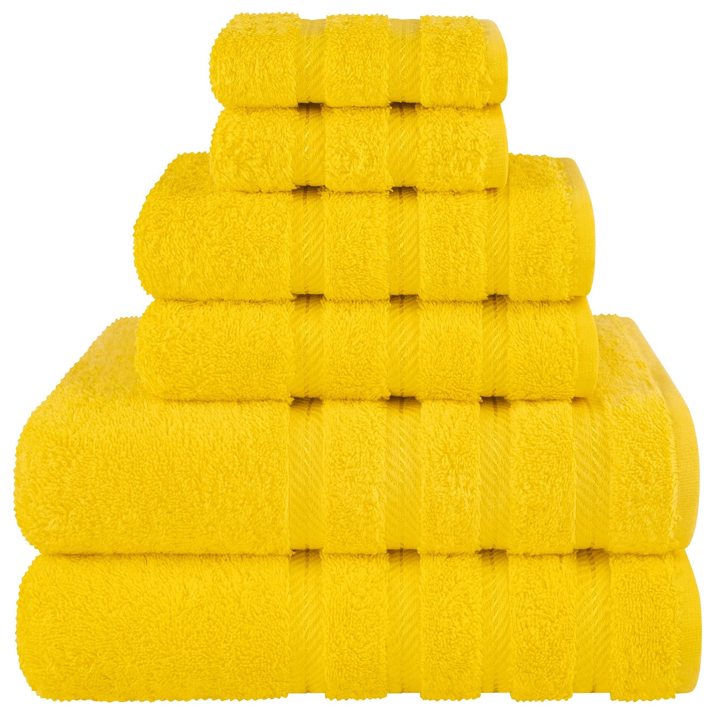 6-piece soft towel set includes 2 bath towels, 2 hand towels, and 2 washcloths in solid color cotton for bathroom, hotel, home, and travel.