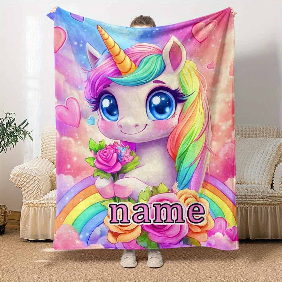 Personalized Name Mythical Creature Design Blanket - High Definition Print, Perfect for Sofa, Bed, or Travel - Custom Fleece Blanket, Soft and Cozy - Great Gift for Loved Ones.