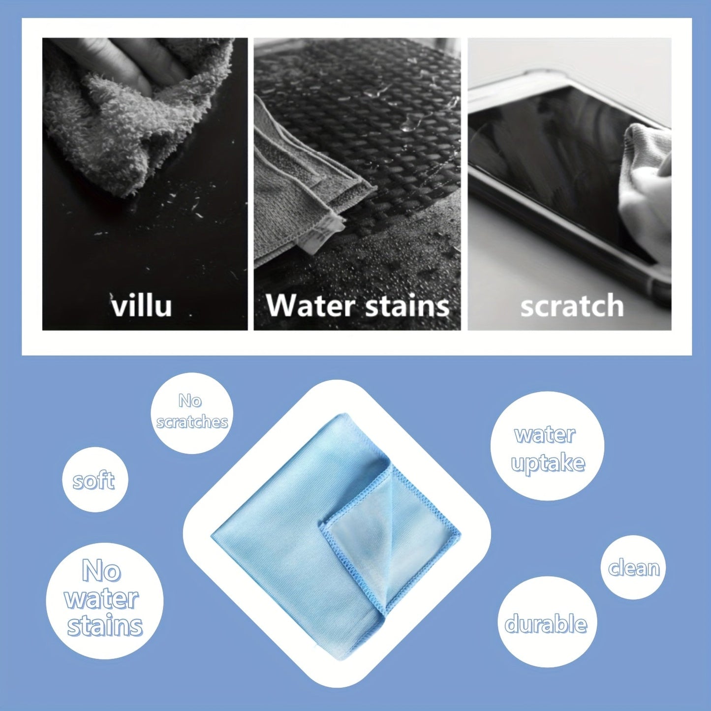 Microfiber Glass Cleaning Cloths - Choose from a pack of 5 or 10 pieces to quickly clean windows, stainless steel, auto care, mirrors, windshield, computer screens, TV, tablets, dishes, camera lenses. Chemical free, lint free, scratch free. Available in