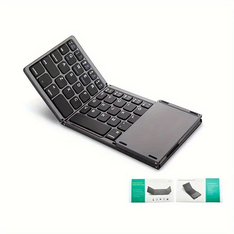 Three-fold touchpad keyboard with comfortable frosting feel, practical touchpad, light weight and thin thickness, compatible with three systems, uses imported wireless chips, easy to carry.