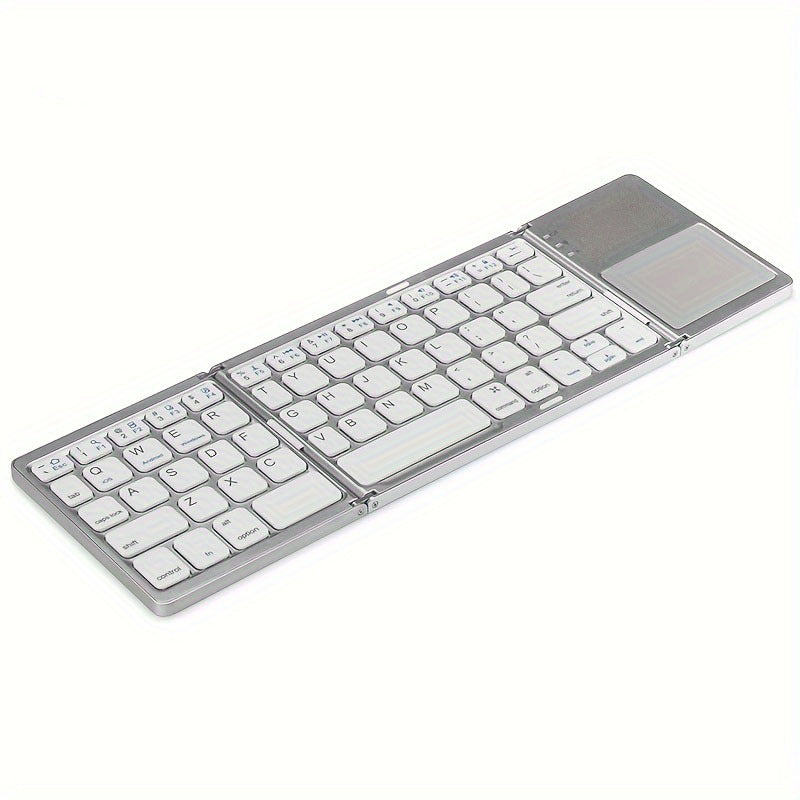 Three-fold touchpad keyboard with comfortable frosting feel, practical touchpad, light weight and thin thickness, compatible with three systems, uses imported wireless chips, easy to carry.