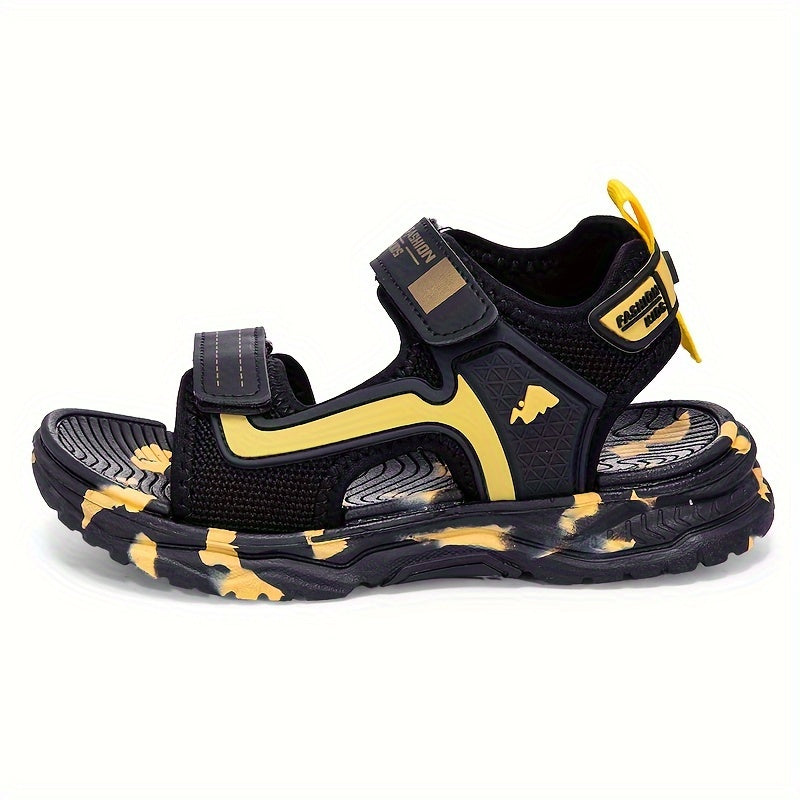 Stylish open-toe sandals with hook & loop fastener for boys, perfect for outdoor activities.