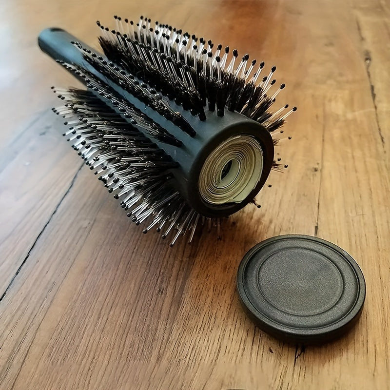 Hidden container with hair brush comb diversion stash serves as a safe compartment for home or travel use.