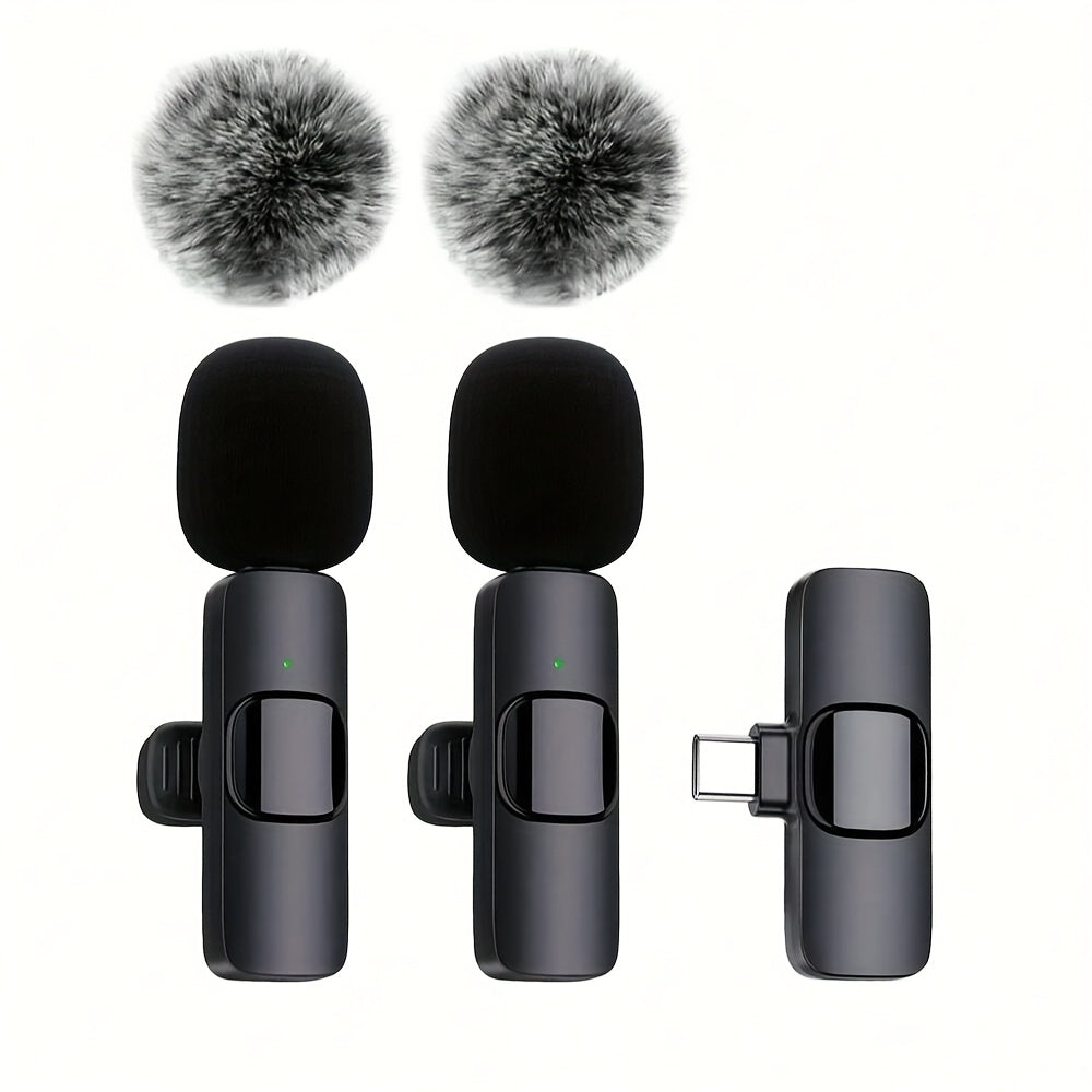 SENWUKO Wireless Lavalier Microphone with USB-C and dual microphones, ideal for streaming, podcasting, and video recording