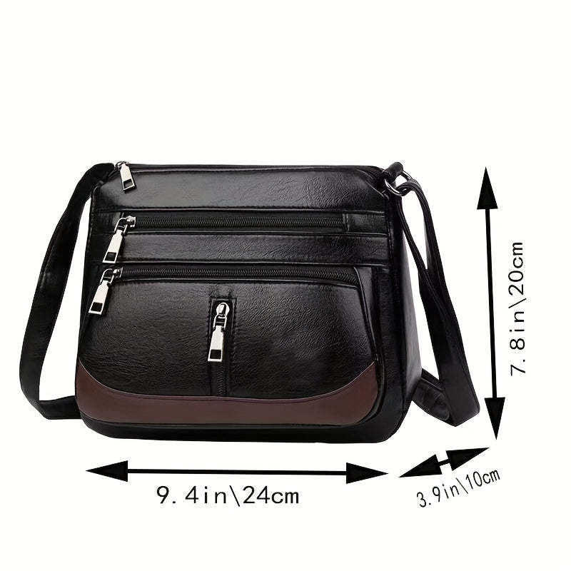 New crossbody shoulder bag with multiple layers and random zipper direction.