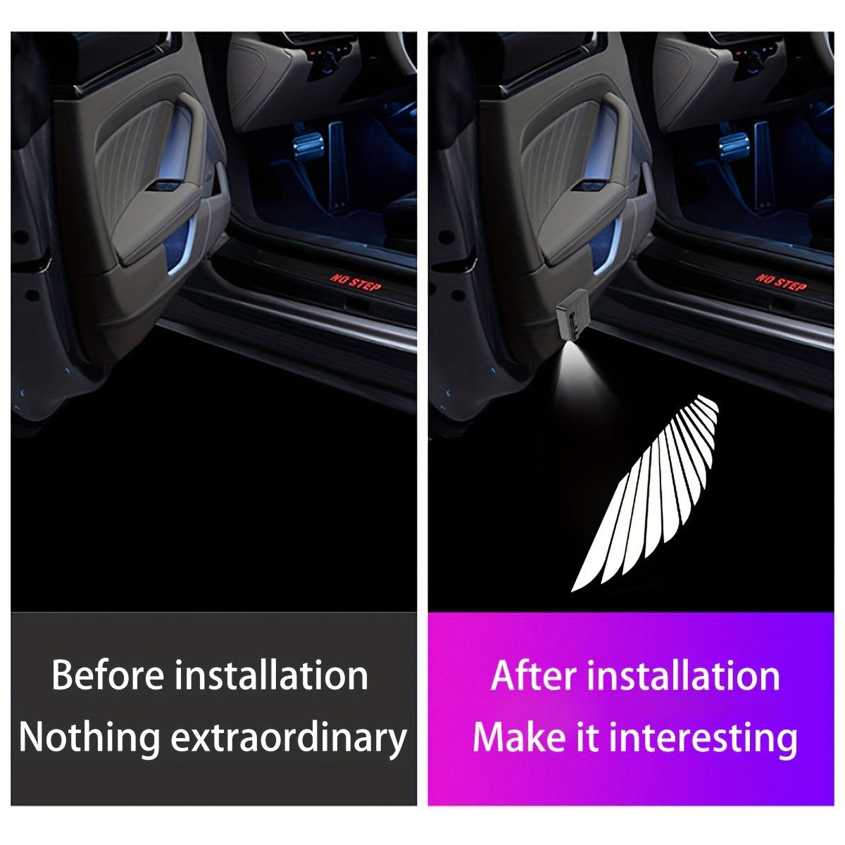 Angel Wings Car Door Sensor with Welcoming Lights, Universal Fit.