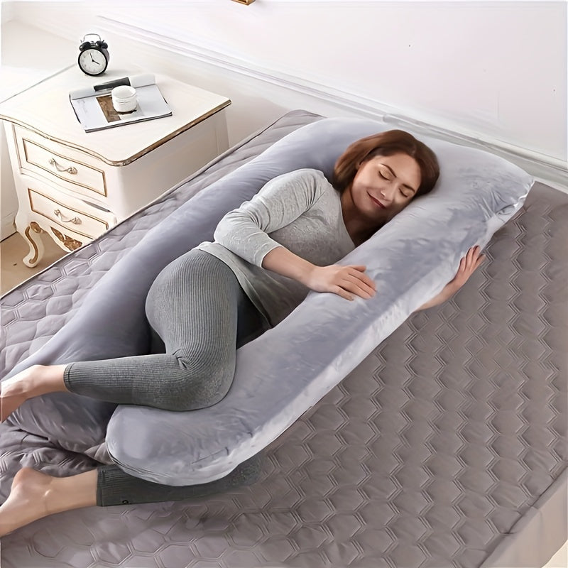 U Shaped Pregnancy Pillow for Sleeping with measurements of 30.0*34.98*19.99 cm. This 1.7kg pillow comes with a removable cover and provides support for back, legs, belly, and hips. Perfect for sleeping, reading, and makes a great gift for Christmas