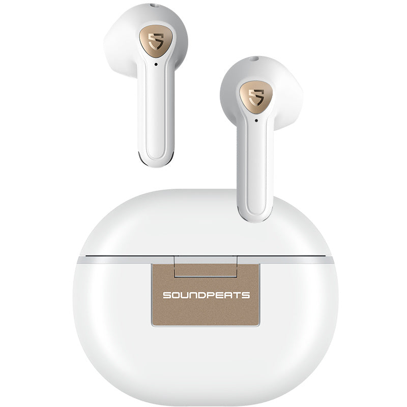 SOUNDPEATS Wireless Earbuds 5.2 with 14.2mm Driver, low latency, ENC Voice Call, 4 Mics, rechargeable 300mAh battery, Type-C connectivity, non-waterproof, open-back design, for laptop and