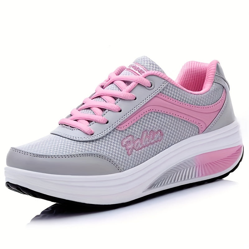 Women's fashion walking shoes with shock absorption wedges, breathable for outdoor casual wear.