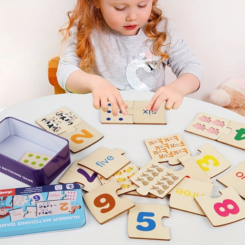 Vibrant Wooden Number Matching Puzzle for Early Learning