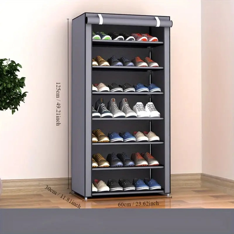 Double your shoe storage with this 1-piece shoe cabinet organizer. Made with a combination of plastic and metal, this multi-layer shoe rack offers ample space for all your footwear. Its freestanding design makes it convenient for placement in any closet.