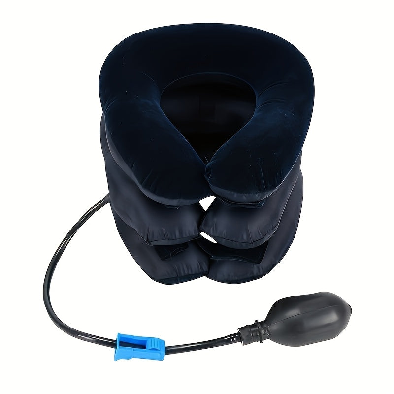 Use this portable inflatable neck stretcher and traction pillow to relieve neck discomfort and stress on-the-go. An ideal holiday gift for friends and family.