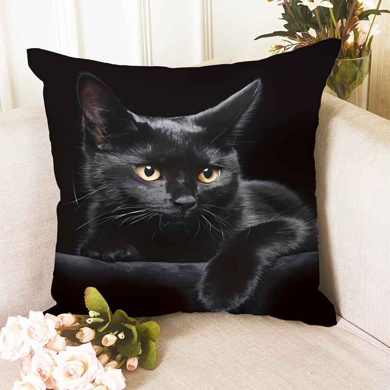 1pc Cute Cat Polyester Cushion Cover for Room, Bedroom, or Sofa Decoration, does not include cushion.