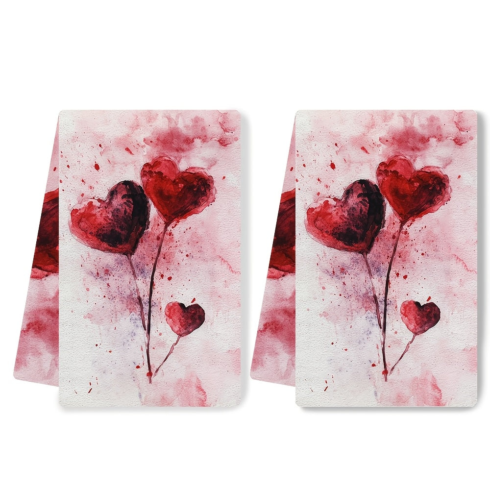 Pair of luxurious kitchen towels, ideal for Valentine's Day festivities. These ultra-soft towels are highly absorbent and perfect for drying dishes or hands. They make a great addition to holiday decorations and are machine washable for easy cleaning.