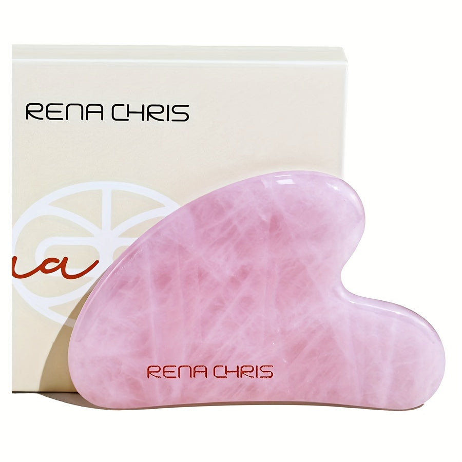 1pc RENA CHRIS Gua Sha Scraping Massage Tool, made from Natural Rose Quartz for Facial Massage, Unisex Skincare, Emotional Healing, Love and Self-Care