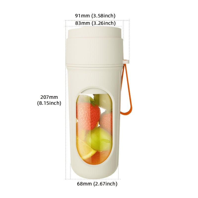 Compact and portable HOTU 1 Juicer and Blender with USB-C wireless technology. Perfect for making frozen drinks, smoothies, dressings, and more. Comes with a 450mL/15oz. to-go cup, storage lid, and is rechargeable and self-cleaning. This stainless steel