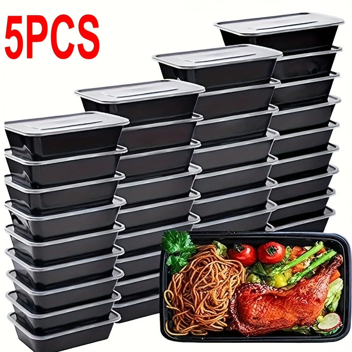 Choose from a set of 5 or 10 clear lunch boxes with secure lids, perfect for takeout or storing food. These BPA-free containers are made from safe PP material and are suitable for a variety of items like side dishes, desserts, snacks, pastries, salads