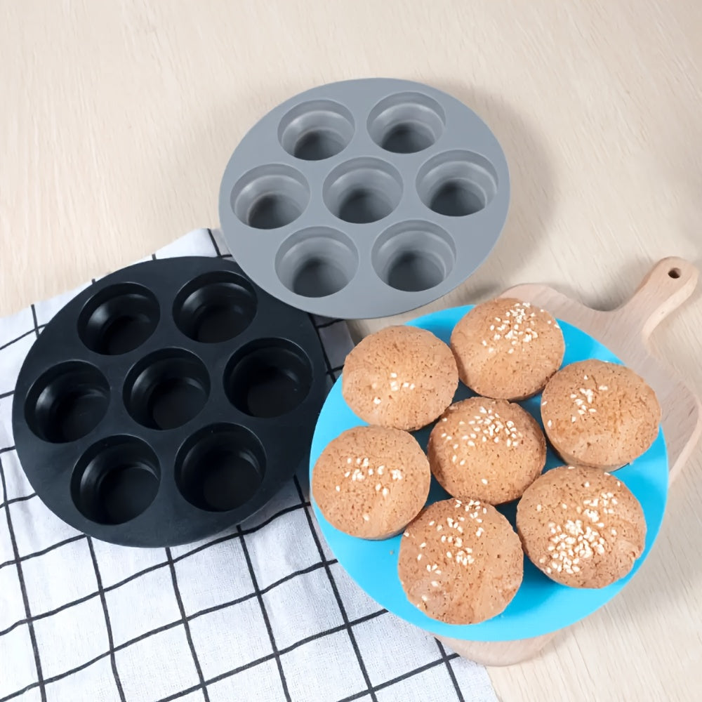 Essential Kitchen Gadget: 7-Cavity Non-Stick Silicone Air Fryer Cake Pan for Mini Cakes & Muffins - Food-Safe Baking Mold Ideal for Oven & Air Fryer Use