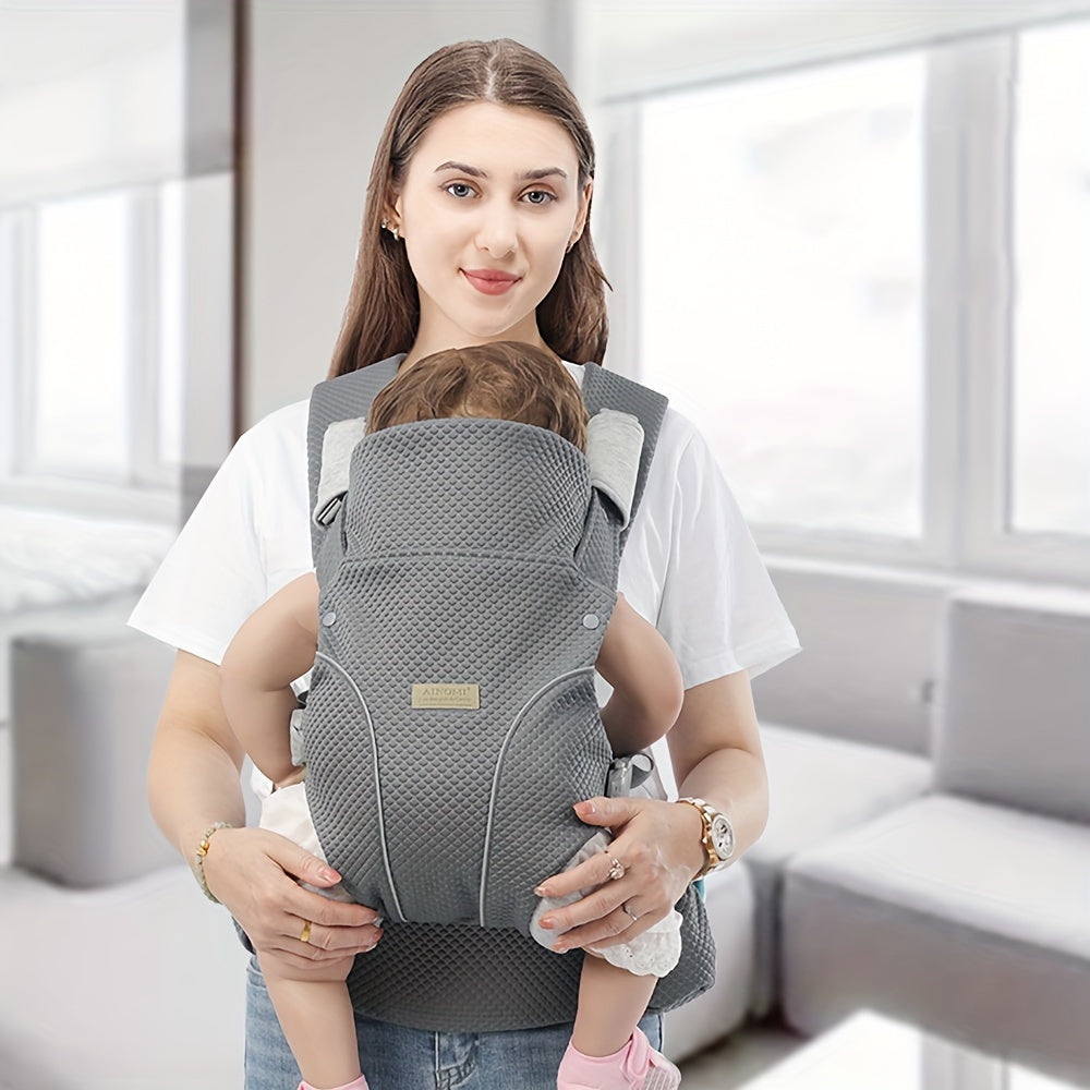 Infant Carrier - This versatile carrier can be used in 4 different ways and is suitable for infants from newborn to toddler (0-48 months old) weighing between 3.18-20.41 KG. Made from breathable polyester, it is adjustable and available in Black, Grey