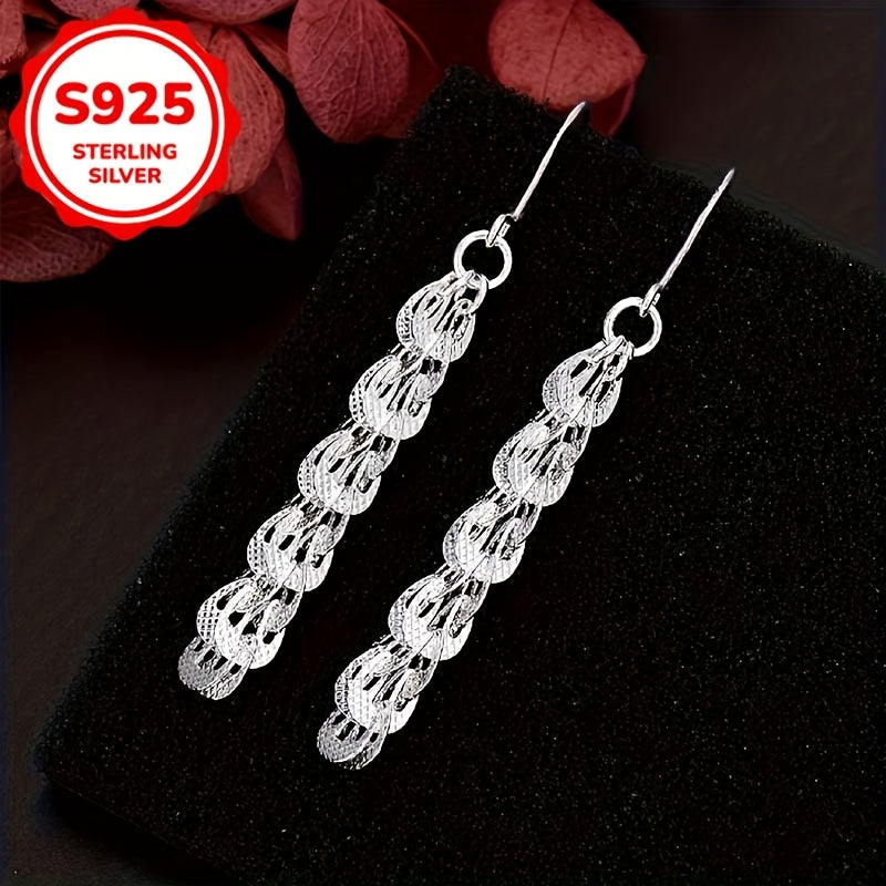 LULUBRO S925 Sterling Silver Elegant Boho Style Feather Dangle Earrings with Hypoallergenic Ear Hooks. Perfect for daily wear or festivals, as well as women's date night or party jewelry. Makes a wonderful Valentine's or birthday gift, weighing 4g.