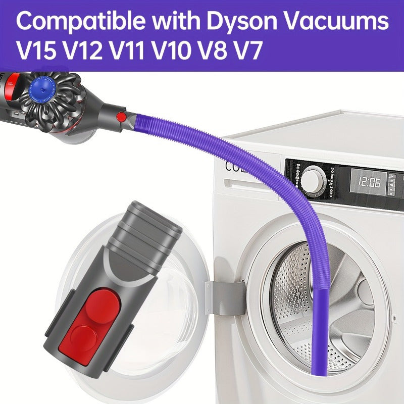 Lint remover and vacuum hose attachment kit includes 2 pieces for cleaning dryer vents. Compatible with Dyson V15, V12, V11, V10, V8, and V7 models. Made of durable purple plastic.