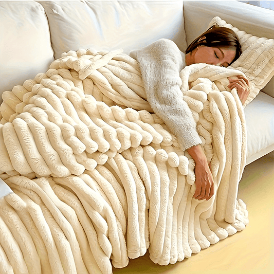 This high-quality Luxury Faux Rabbit Fur Throw Blanket in a warm and comfortable Beige Cream color is perfect for your sofa or bed. With its plush and elegant double-sided design, this blanket is ideal for any living room or bedroom decor. The Lodge