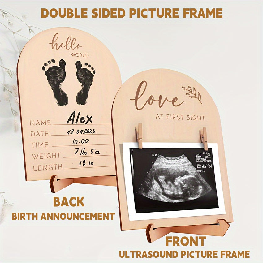 Beautiful Wooden Soundwave technology Photo Frame - Double-Sided Pregnancy Announcement Sign, Ideal Gift for a New Mother & Stylish Room Decor, Maternity Clothing