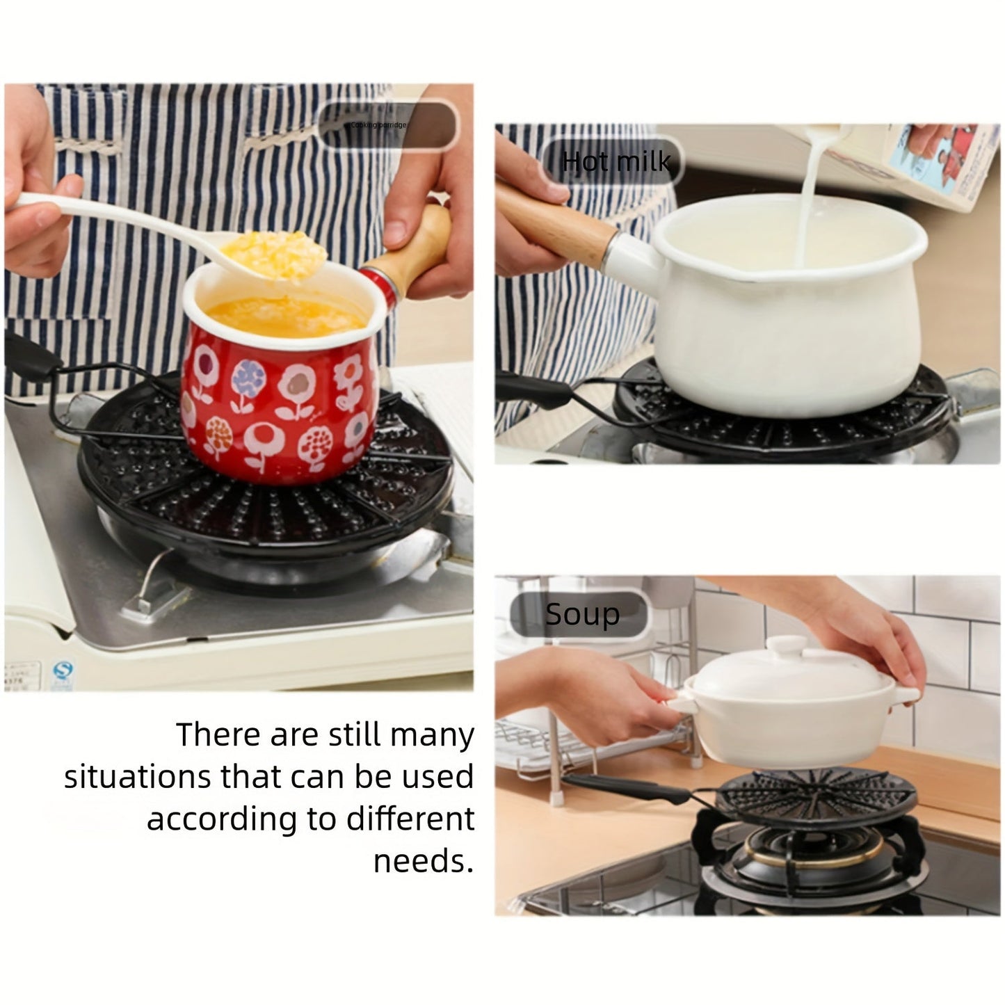 1-piece iron heat diffusion plate that evenly conducts heat, reducing fire gas stove stewing ring glass stove converter for coffee and milk preparation.