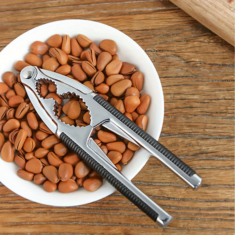 1 piece of Nutcracker made of metal that is reusable and can be used for peeling nuts. It is a creative tool for opening walnuts and can be used in the kitchen. This household nut opener plier is a useful tool for cracking nuts and is a must-have kitchen