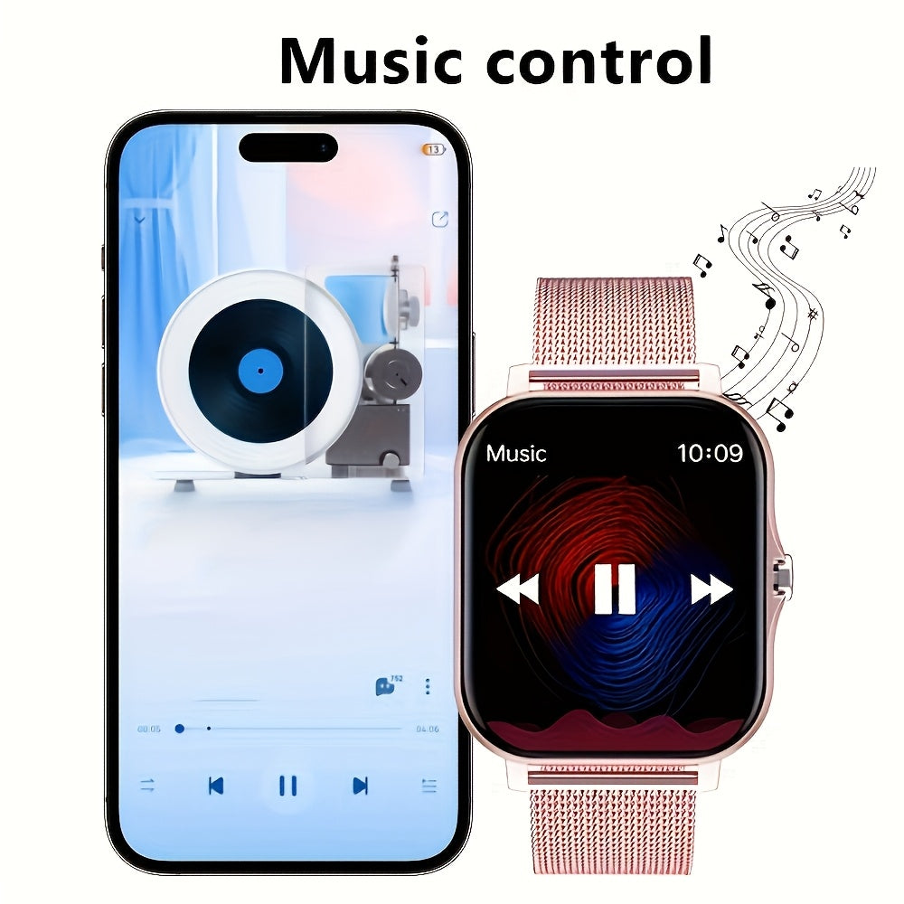 Gender-neutral Sports Smart Watch featuring a Vibrant Color Touch Screen, Personalized Dial, Compatible with Android & iOS, Sleek Alloy Case, Durable Stainless Steel Strap, Date & 24-Hour Display, Not Waterproof, Easy USB Charging, Long-lasting