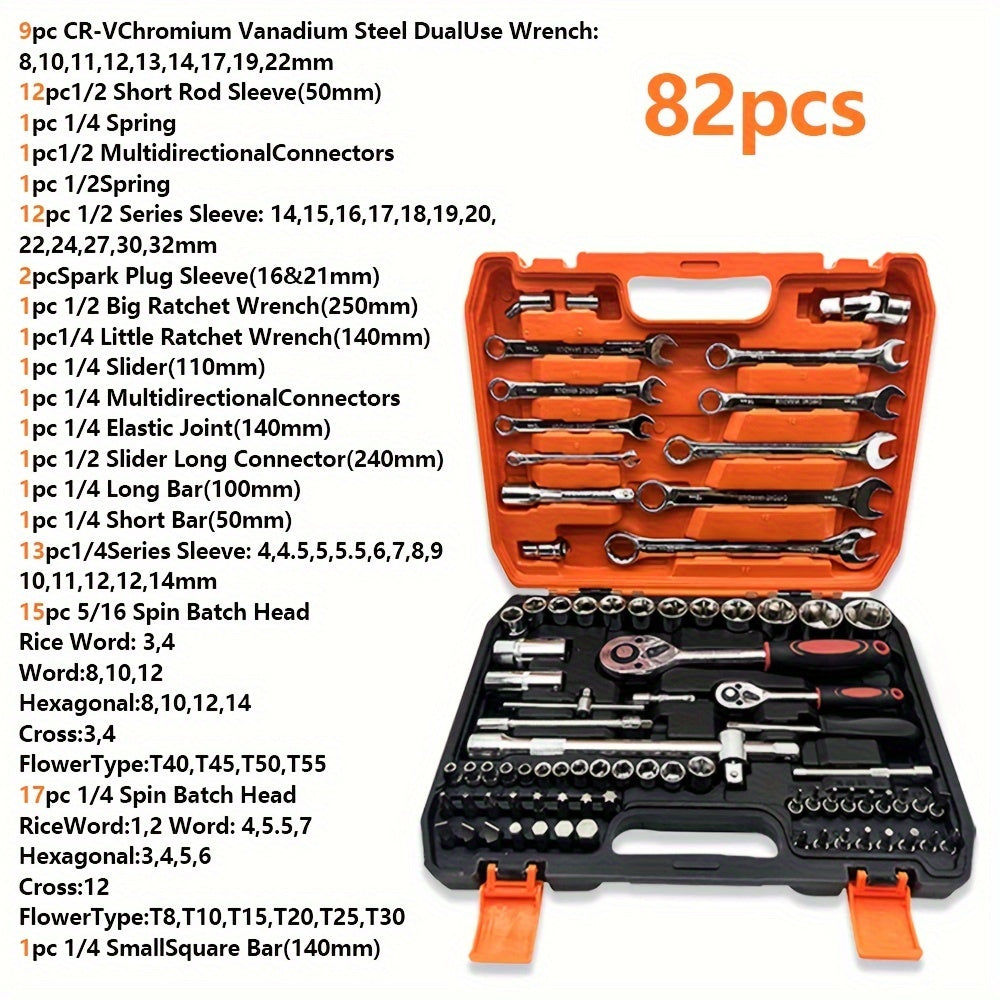 53/82/121/151 pcs of Stainless Steel Automotive Repair Tool Kits with Quick Ratchet Wrenches for Off-Road Motorcycles And Bicycle Maintenance - Complete Automotive Repair Accessories