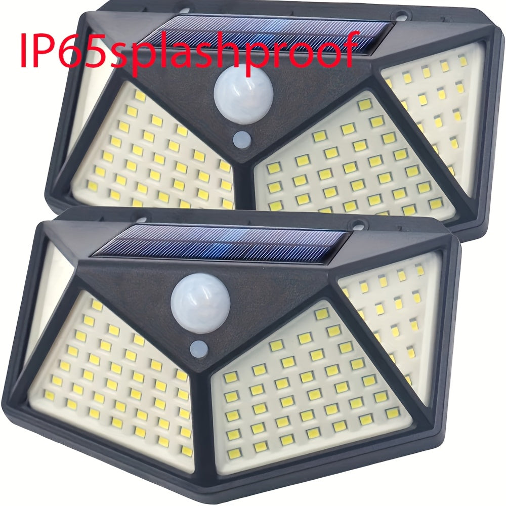 Motion sensor outdoor light for exterior walls, terraces, courtyards, garages, decks, gardens, powered by solar energy.