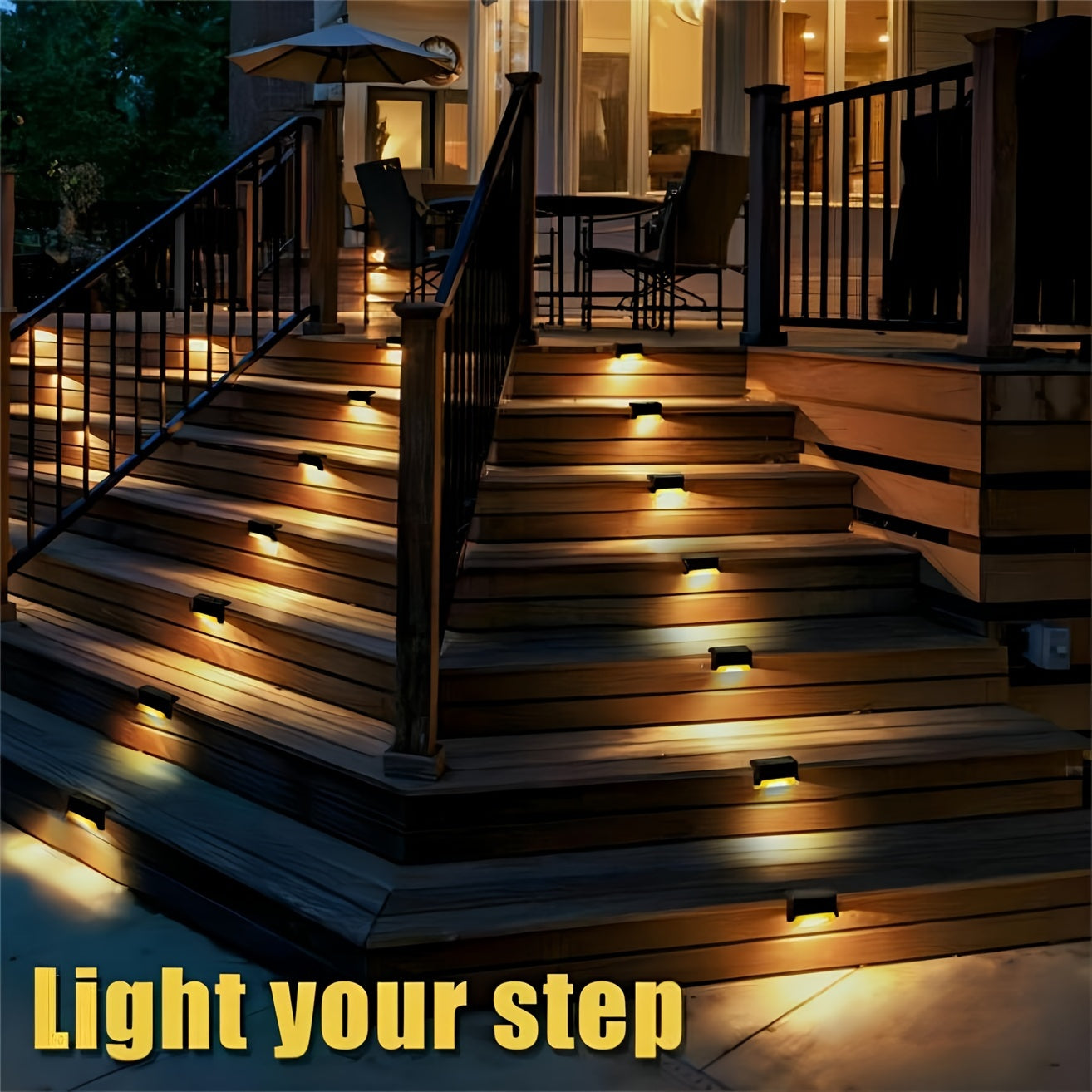 16/12/4pcs Solar Step Light for Outdoor LED Deck Stair, with multiple color options.