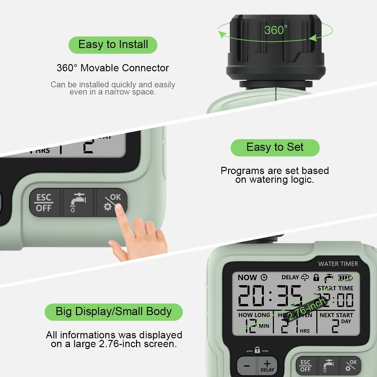 1pc HCT-322 Intelligent Sprinkler Timer for Outdoor Garden Watering, Saves Water and Time