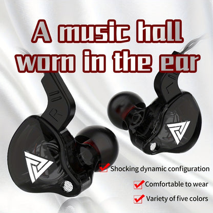 QKZ AK6 Dynamic Wired Headphones with Microphone and Line Control, ideal for Sports and HiFi Audio Listening