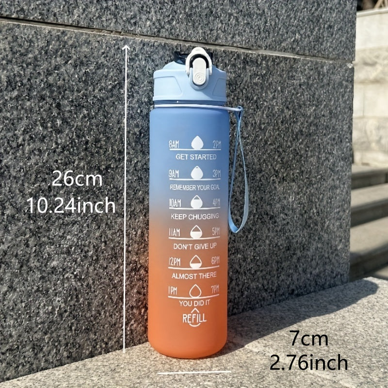 Motivational 750ml/25oz BPA-free water bottle for sports and outdoor activities. Great for camping, hiking, and fitness. Perfect for summer. Ideal gift.