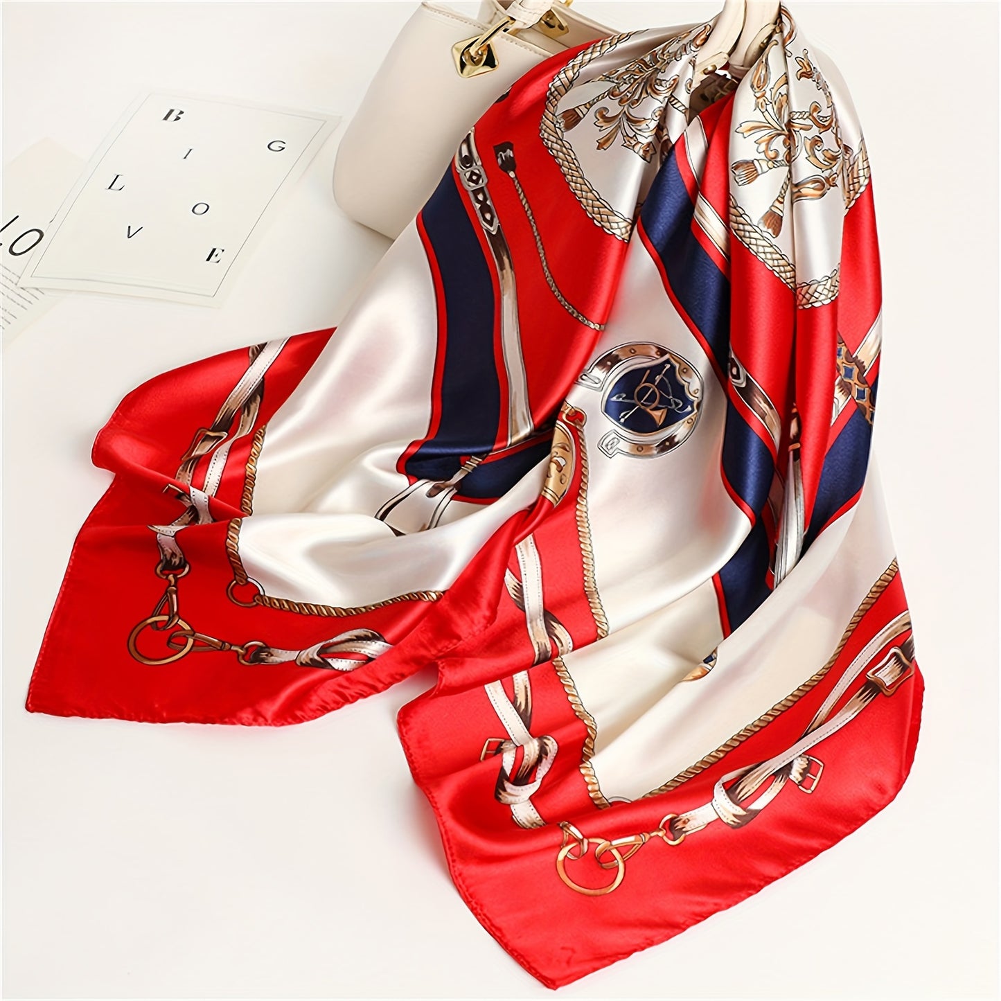 35.4-inch square printed scarf, suitable for all seasons, can be used as a Bandanna sun protection handkerchief or shawl for outdoor activities or air-conditioned rooms, ideal for women.