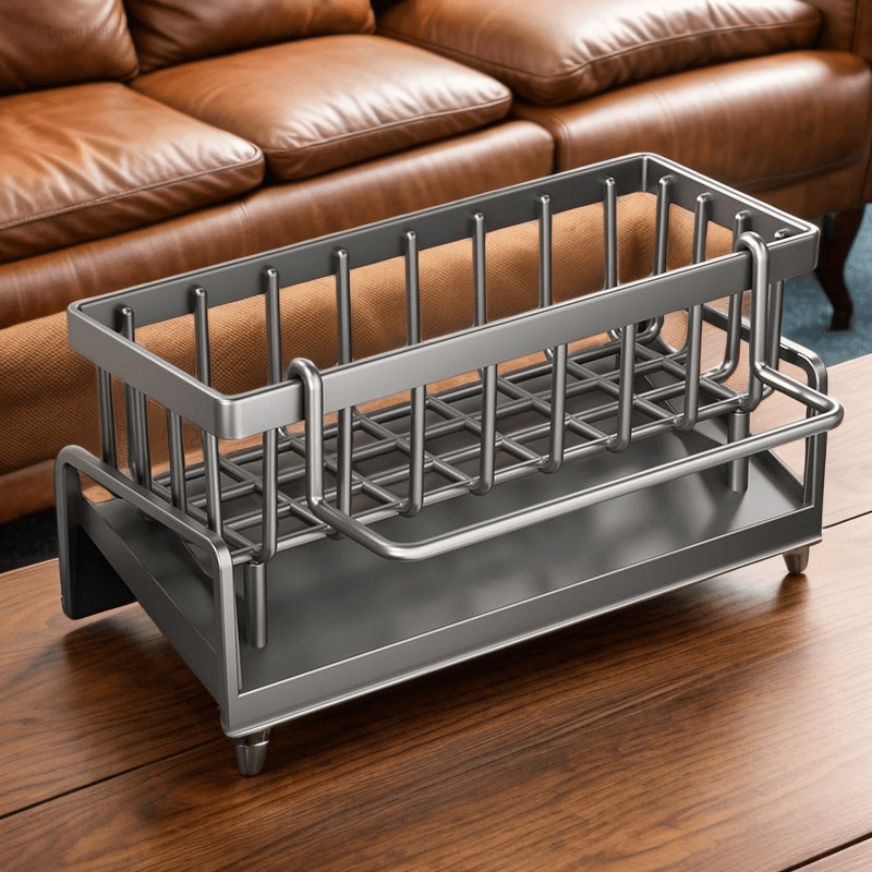 Get organized with our 1pc Multifunctional Plastic Sink Organizer! This handy tool comes with a towel bar and can be used as a kitchen sponge holder, soap dish, rag drainer, and brush storage basket. Made from non-food contact materials, it is ideal for