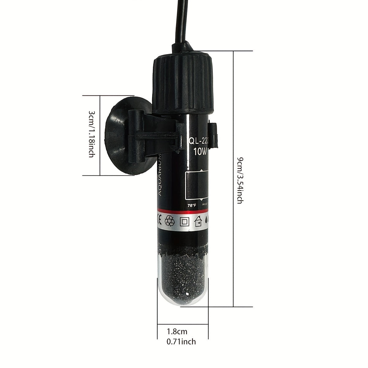 AquaHeat 10W USB Submersible Fish Tank Heater for small tanks, no battery needed.