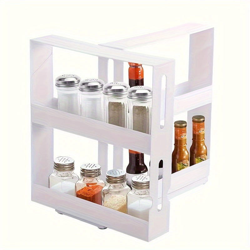 Multi-functional Rotating Wardrobe with 1 Piece, Dual Layer Seasoning Tray, Conveniently Organized for Kitchen Use