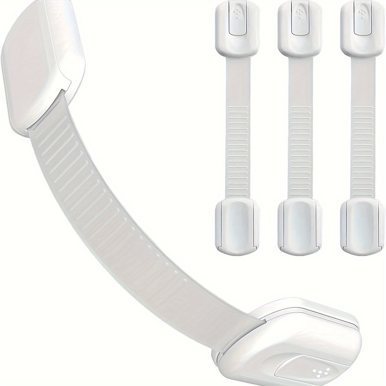 White Safety Strap Locks in a Set of 6 or 8 - Perfect for Securing Cabinet Doors, Drawers, and Cabinets