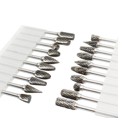 10-piece Tungsten Carbide Burr Set for Dremel Rotary Tools, Double Cut Alloy Steel Grinding Heads for Wood, Metal, Stone, and Gemstone. Handheld and welding use, assembly required. Great