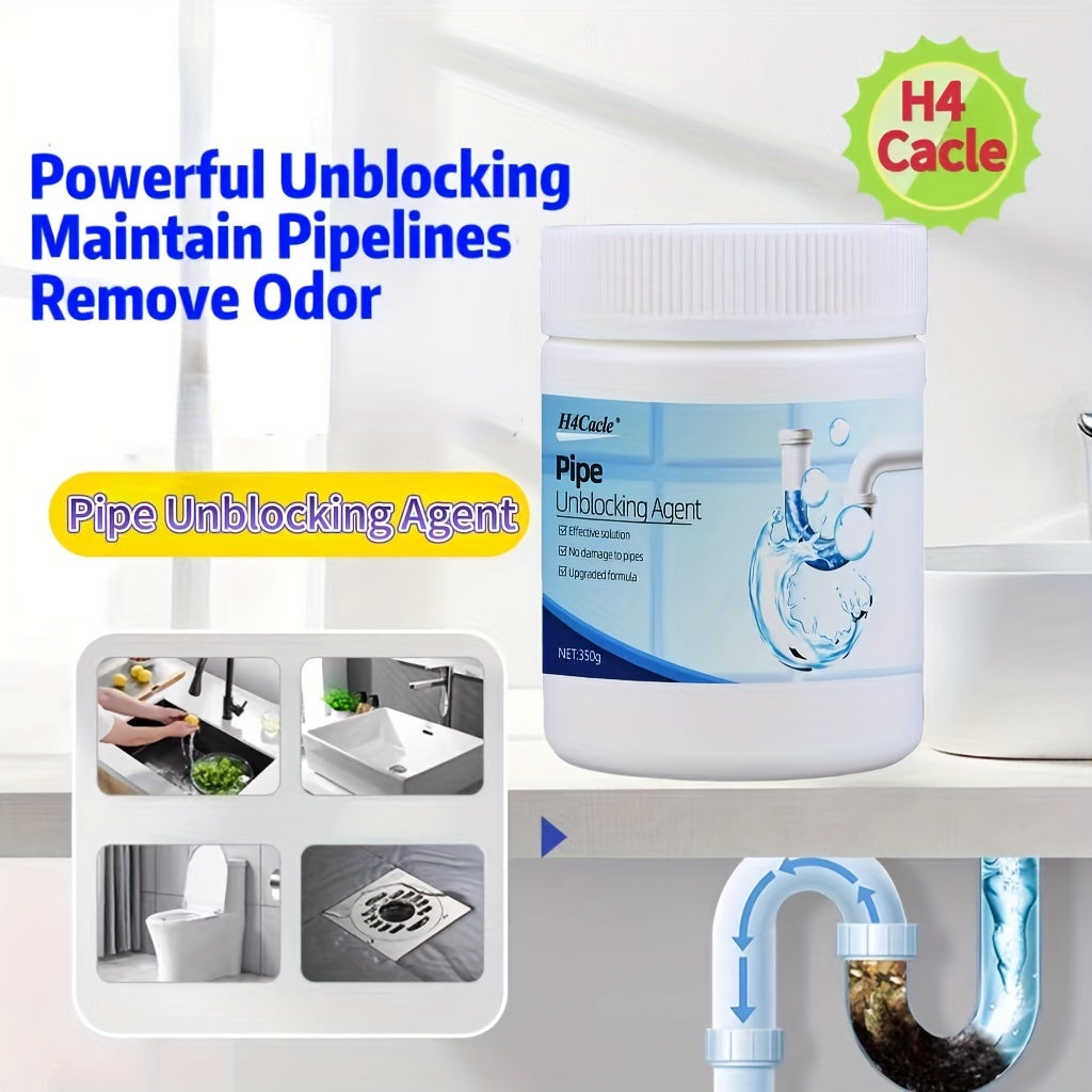 H4Cacle Drain Cleaner Powder offers a powerful solution for unclogging pipes, eliminating odors, and improving sewer and sink efficiency. This safe and effective cleaning agent is available in 150g and 350g options for use in kitchens and bathrooms.