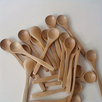 Set of 6 Wooden Long Handle Spoons - Ideal for Use in Your Kitchen for Coffee and Innovative Cooking!